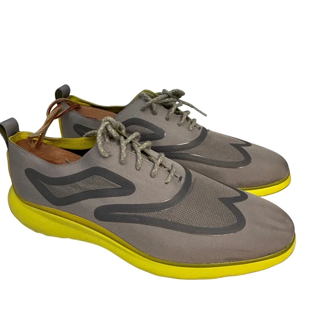Cole Haan 3Zerogrand Fuse Oxford Wingtip Mens 10.5 Gray Neon‎ Shoes C28402