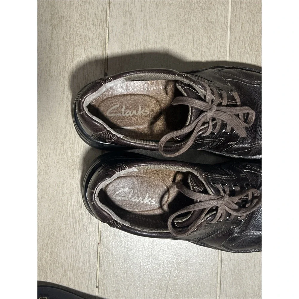 Clarks Mens Brown Leather Lace Up Oxford Shoes Comfort Casual Dress Shoes‎