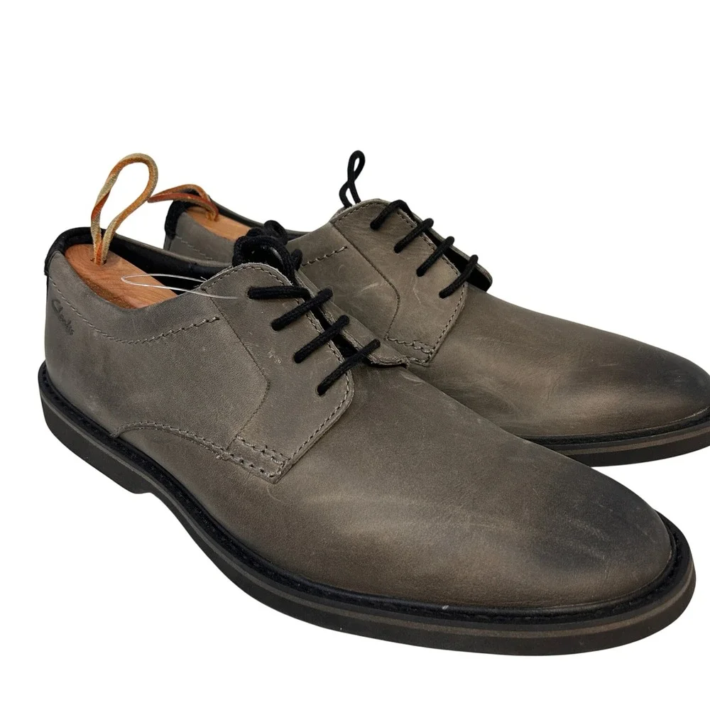 Clarks Atticus LT Lace‎ Dark Grey Leather Derby Oxford Shoes Mens US 11.5