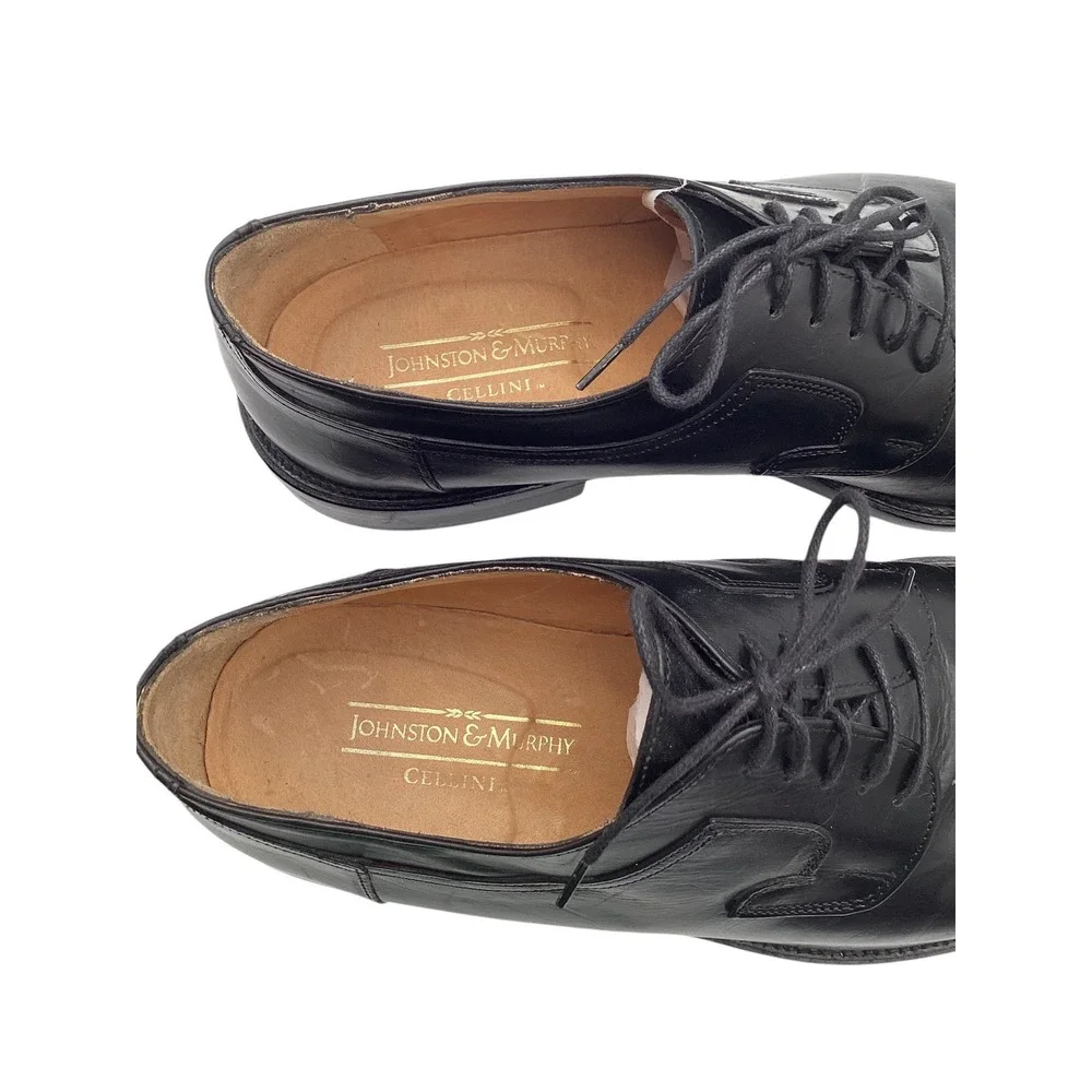 Johnston & Murphy - Men's Plain Toe Derby Oxford Black Leather - Size 9.5M‎