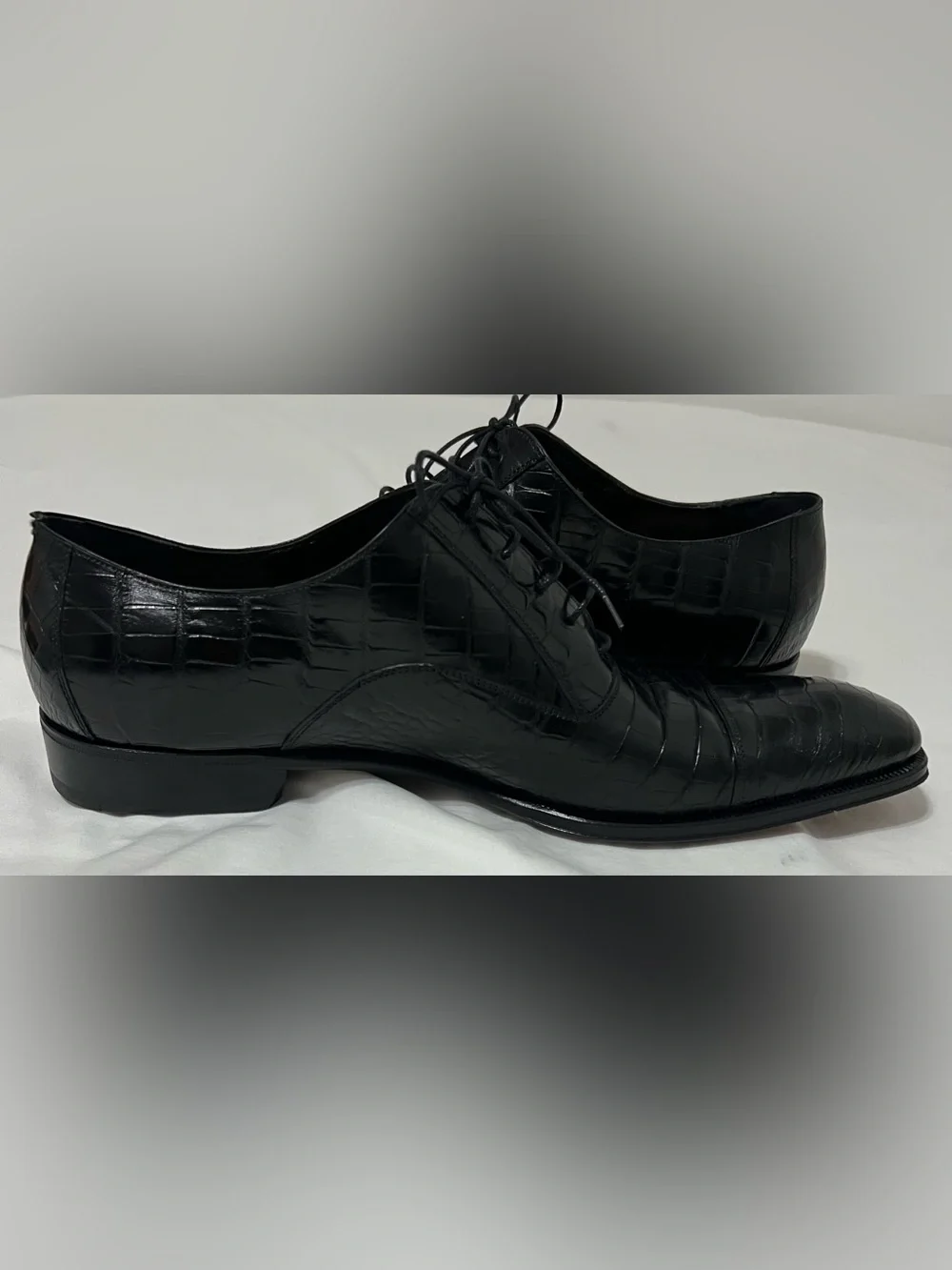 Caporicci Genuine Alligator Black Oxford Dress Shoes Italy Men’s Size 13
