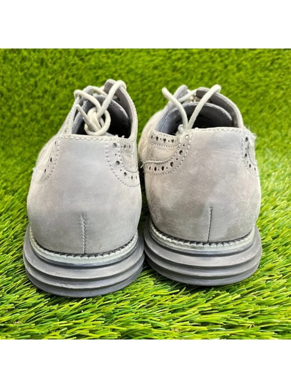 Cole Hann Grand OS Mens Size 11 Gray Casual Classic Leather Wingtip Oxford Shoes