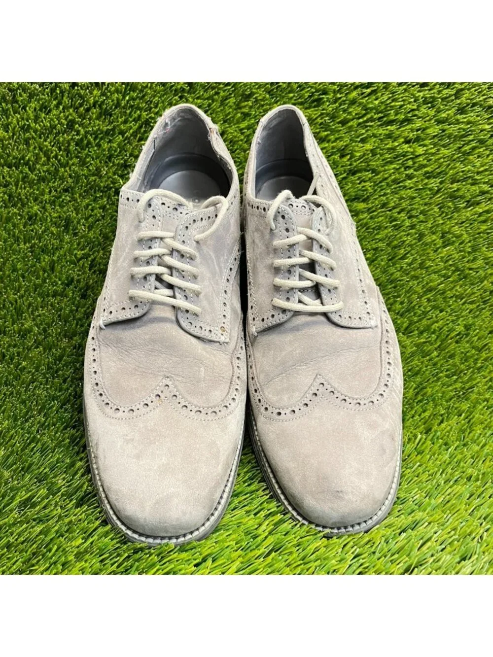 Cole Hann Grand OS Mens Size 11 Gray Casual Classic Leather Wingtip Oxford Shoes