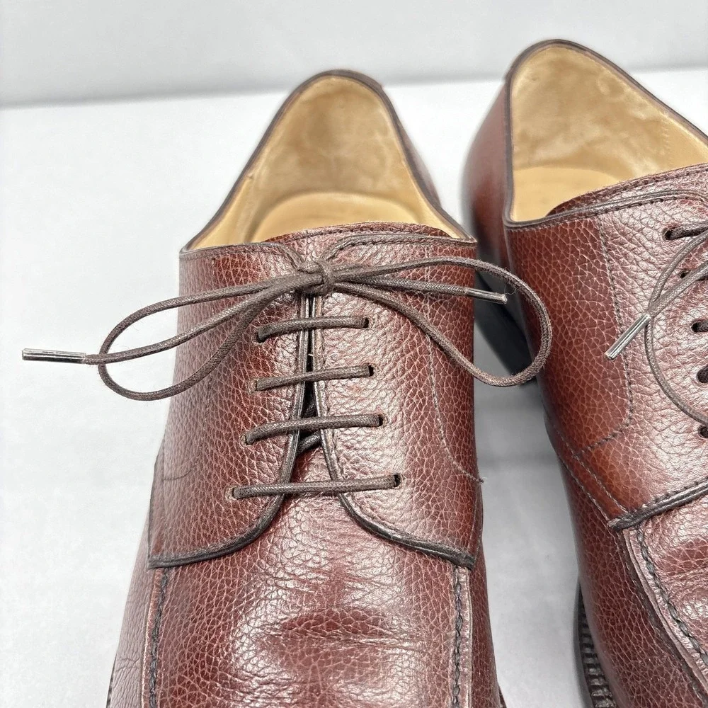 Salvatore Ferragamo Shoes Mens Size 10.5 Brown Lace Up‎ Split Toe Derby Italy