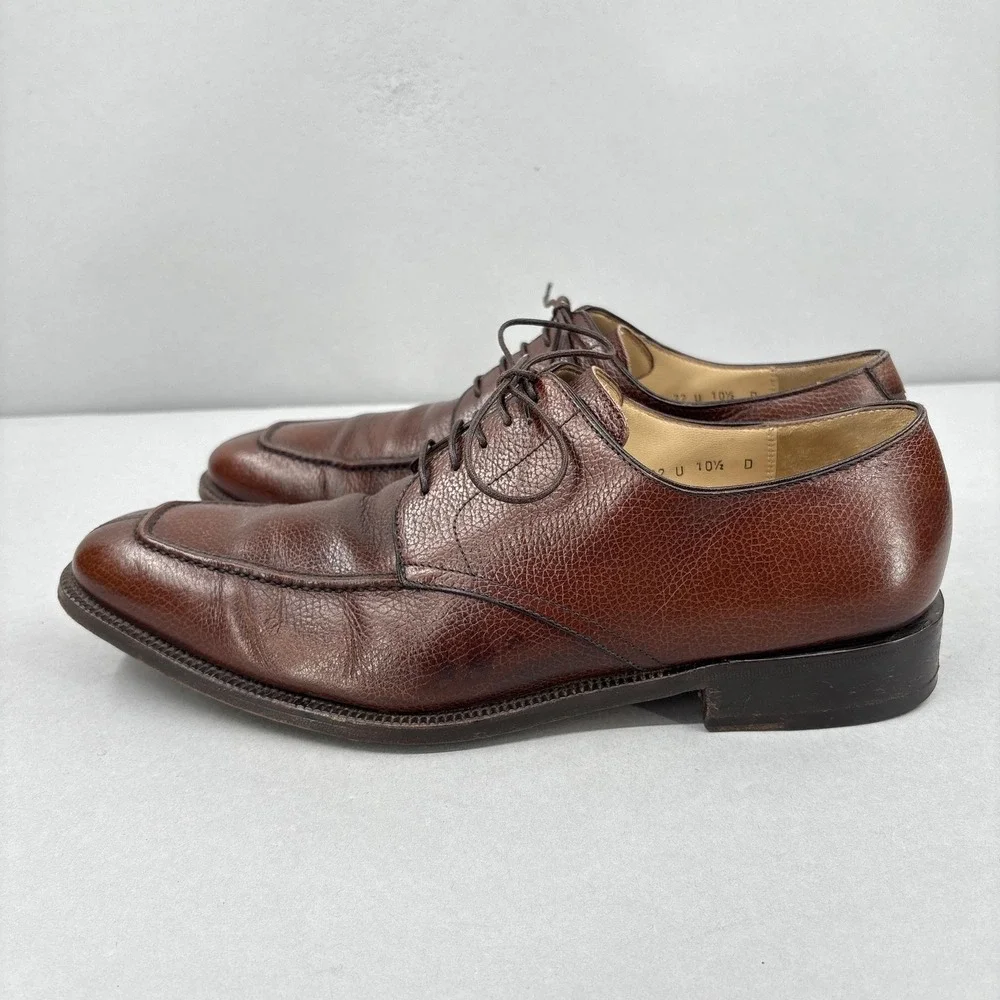 Salvatore Ferragamo Shoes Mens Size 10.5 Brown Lace Up‎ Split Toe Derby Italy