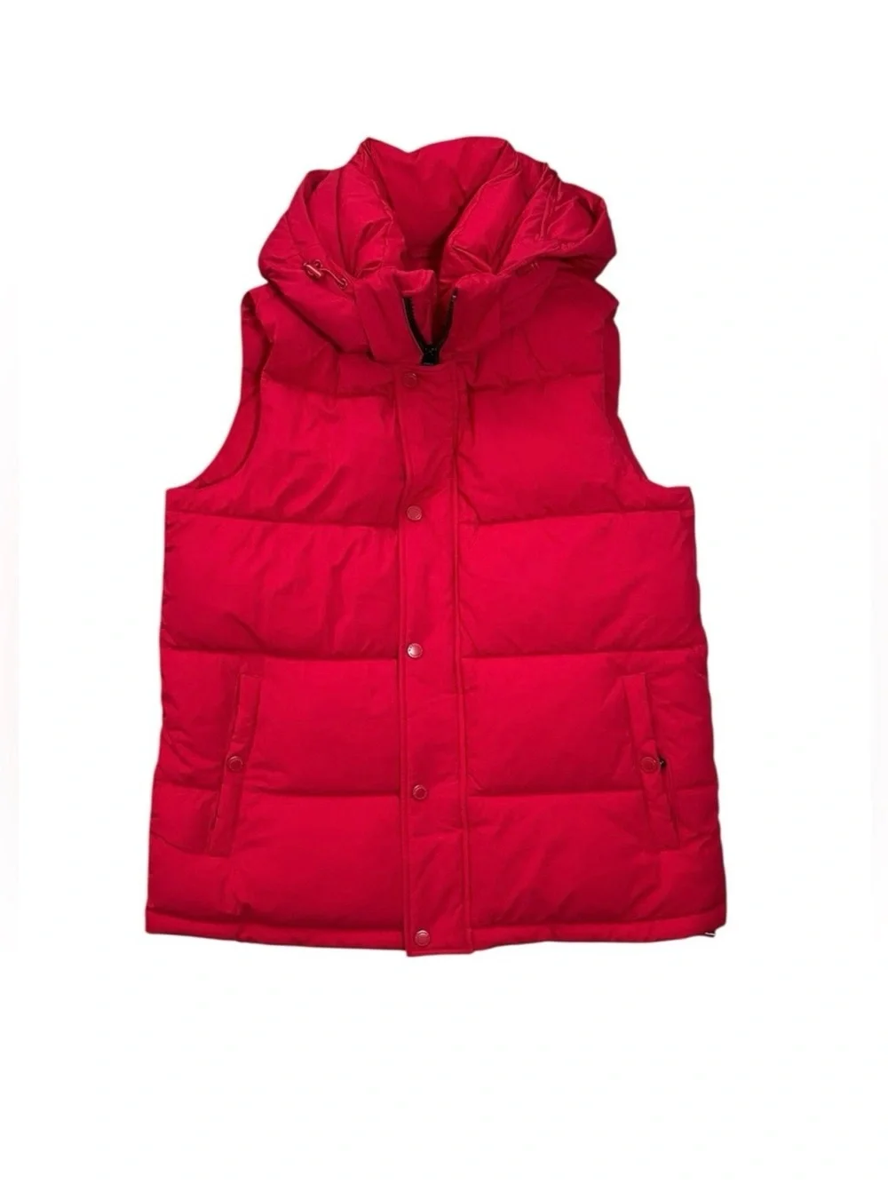 BCBGeneration Bright Red Hooded Puffer Vest Size S Quilted Winter Outdoor Coat