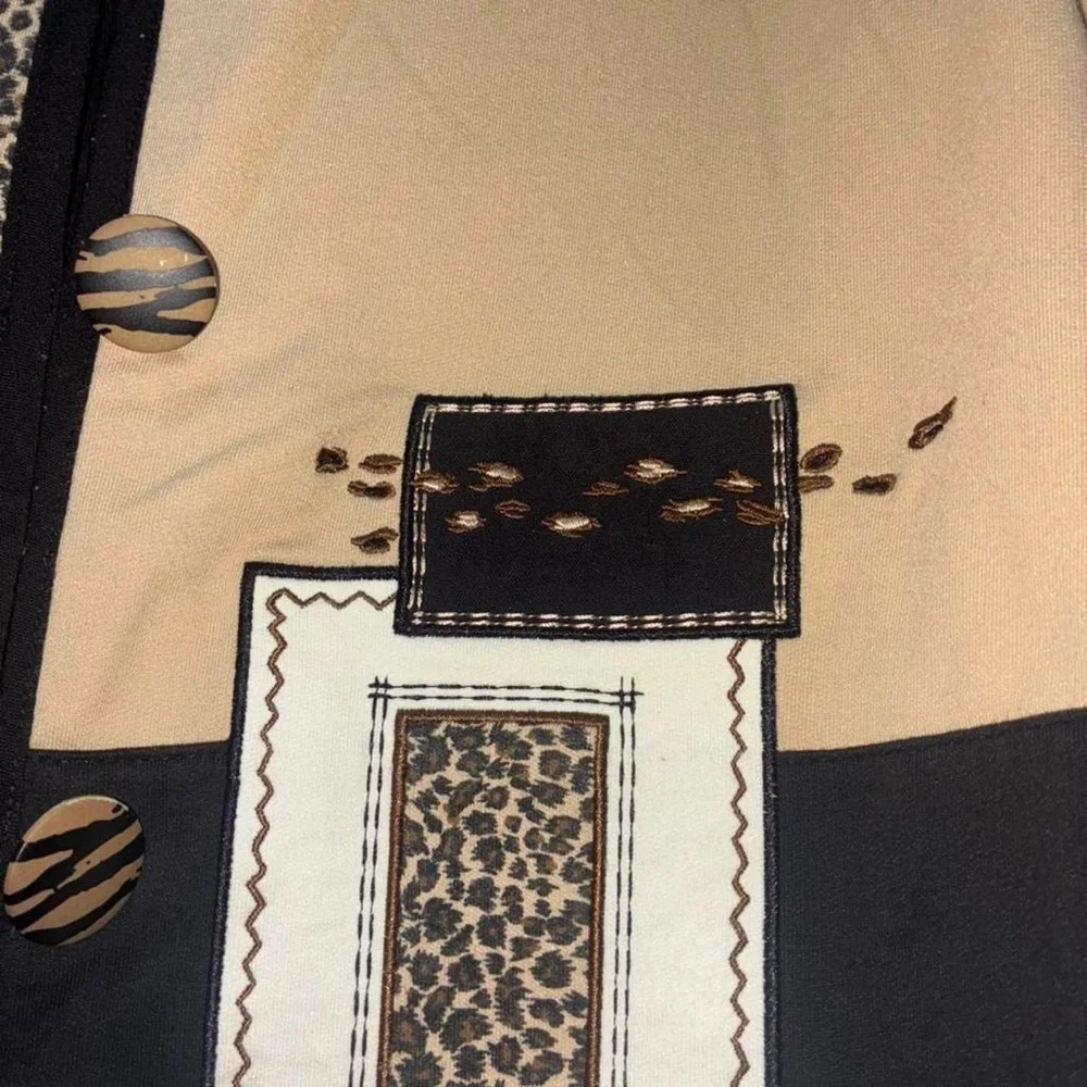 Beige & Black Animal Patchwork Blazer