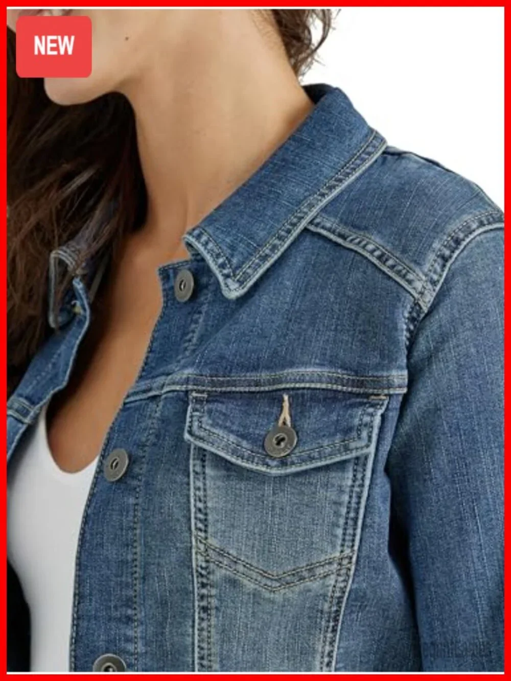 Wrangler Authentics Women's Stretch Denim Jacket Button Front Long Sleeve