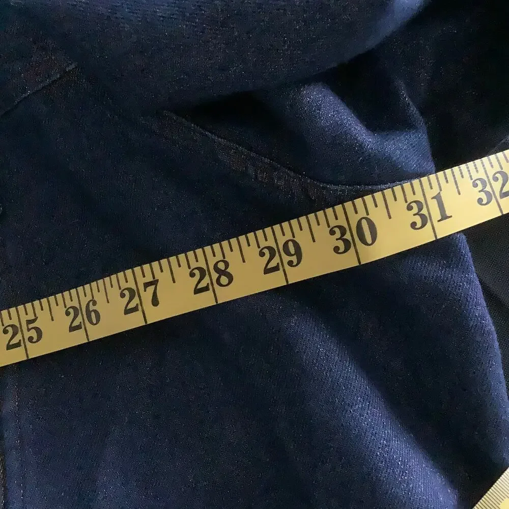 Avenue Blues Metallic Blue Copper Shimmer Button Down Denim Jacket Plus 30/32