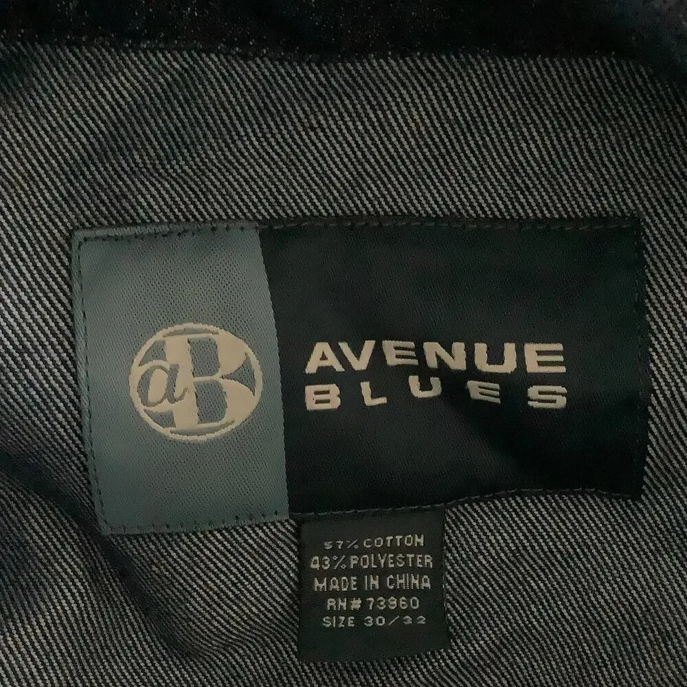 Avenue Blues Metallic Blue Copper Shimmer Button Down Denim Jacket Plus 30/32