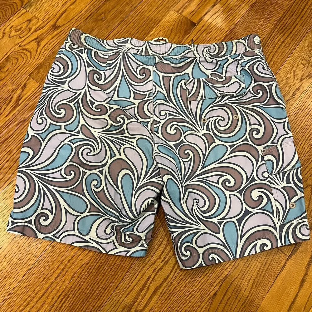 TOMMY BAHAMA Relax‎ Sailfish Logo Print Swim Trunks Teal/Turquoise SZ XL