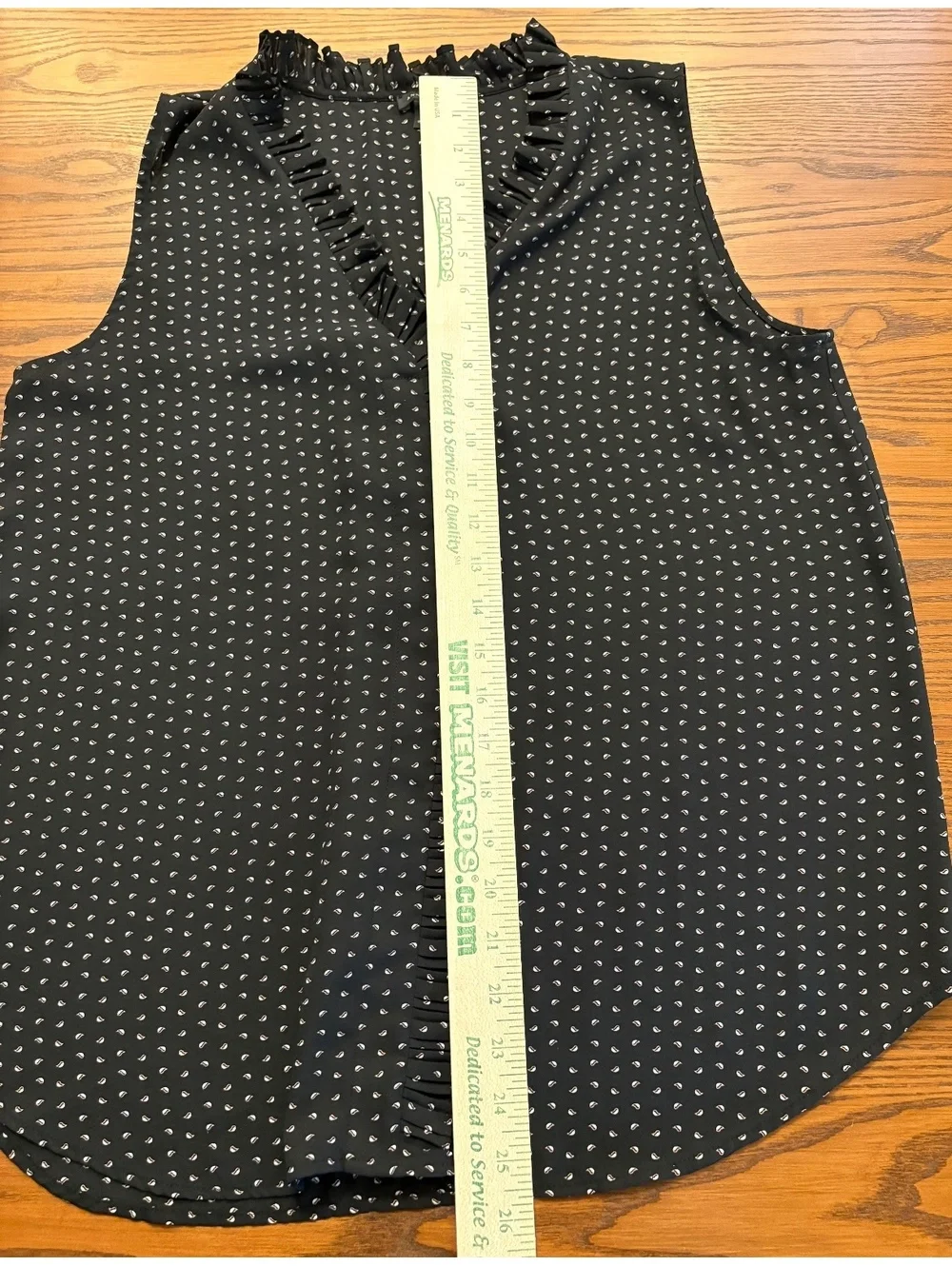 Ann Taylor Black White Paisley Ruffle V-Neck Sleeveless Blouse Top Size Medium M