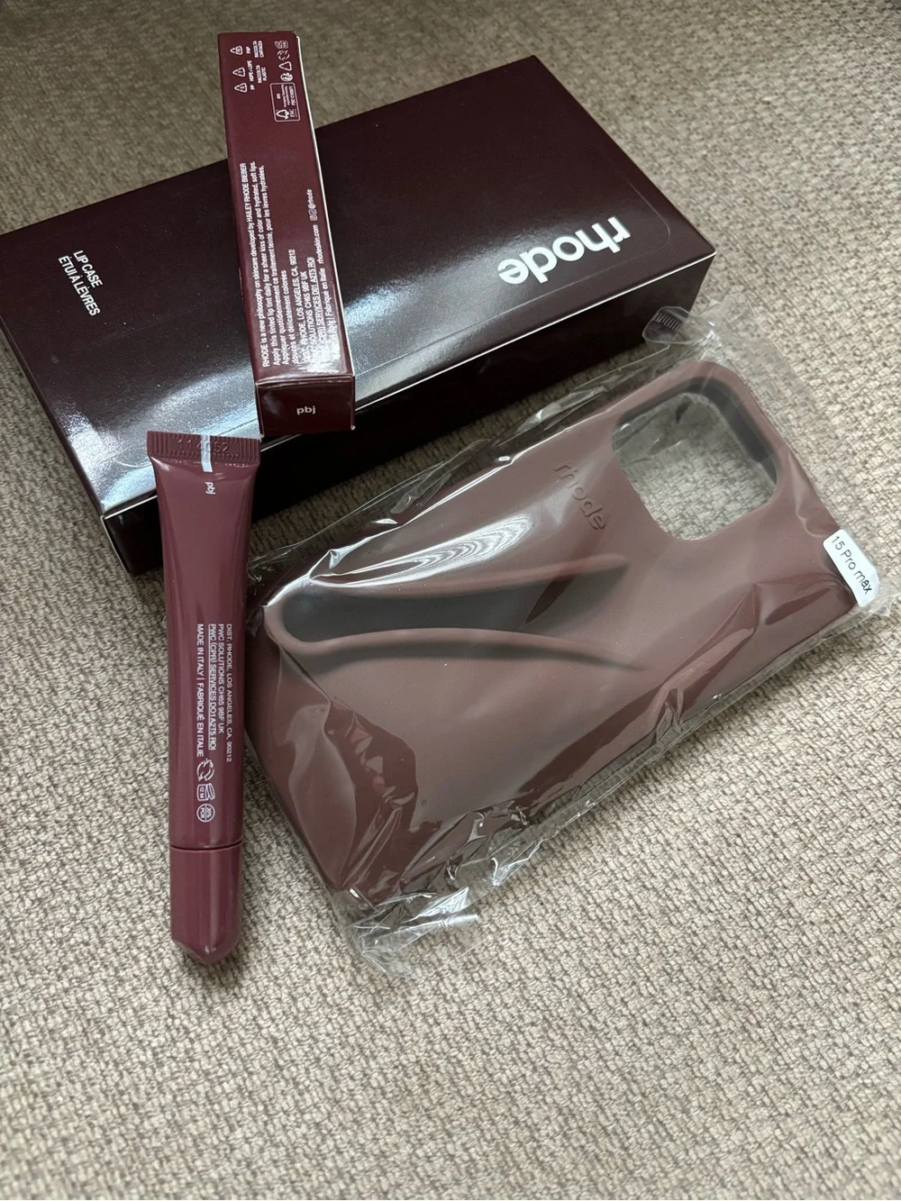 Rhode Lip Case iPhone 15 Pro Max Espresso Bundle+Peptide Lip Treatment  PBJ NEW
