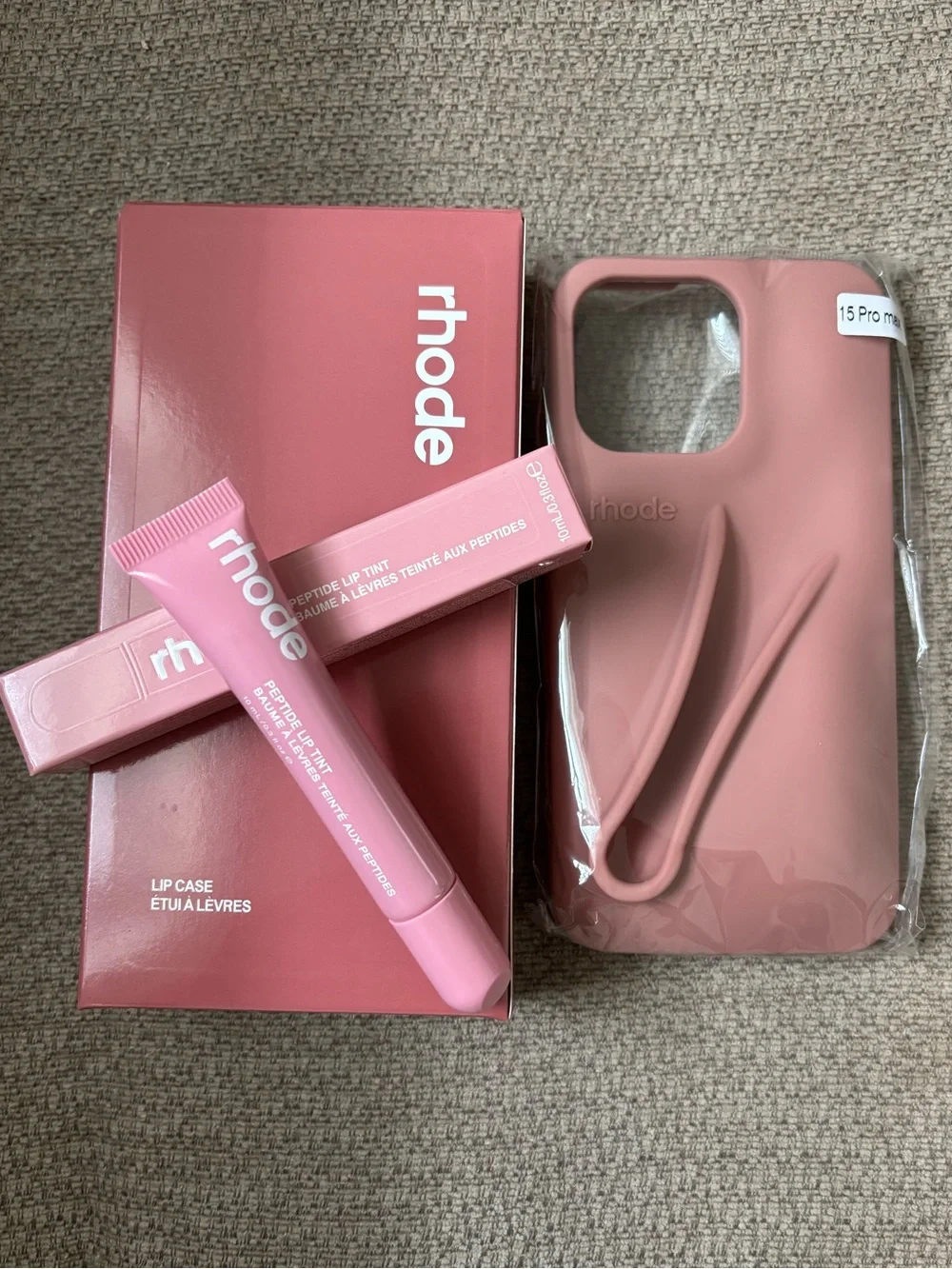 Rhode Lip Case iPhone 15 Pro Max Toast Bundle+Peptide Lip Treatment Ribbon NEW