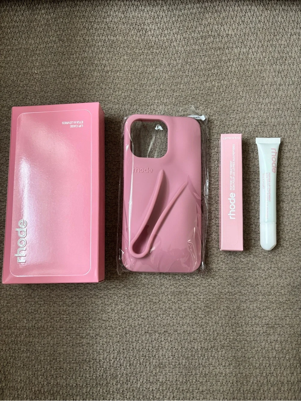 Rhode Lip Case iPhone 15 Pro Max Ribbon+Peptide Lip Treatment Vanilla Cake NEW