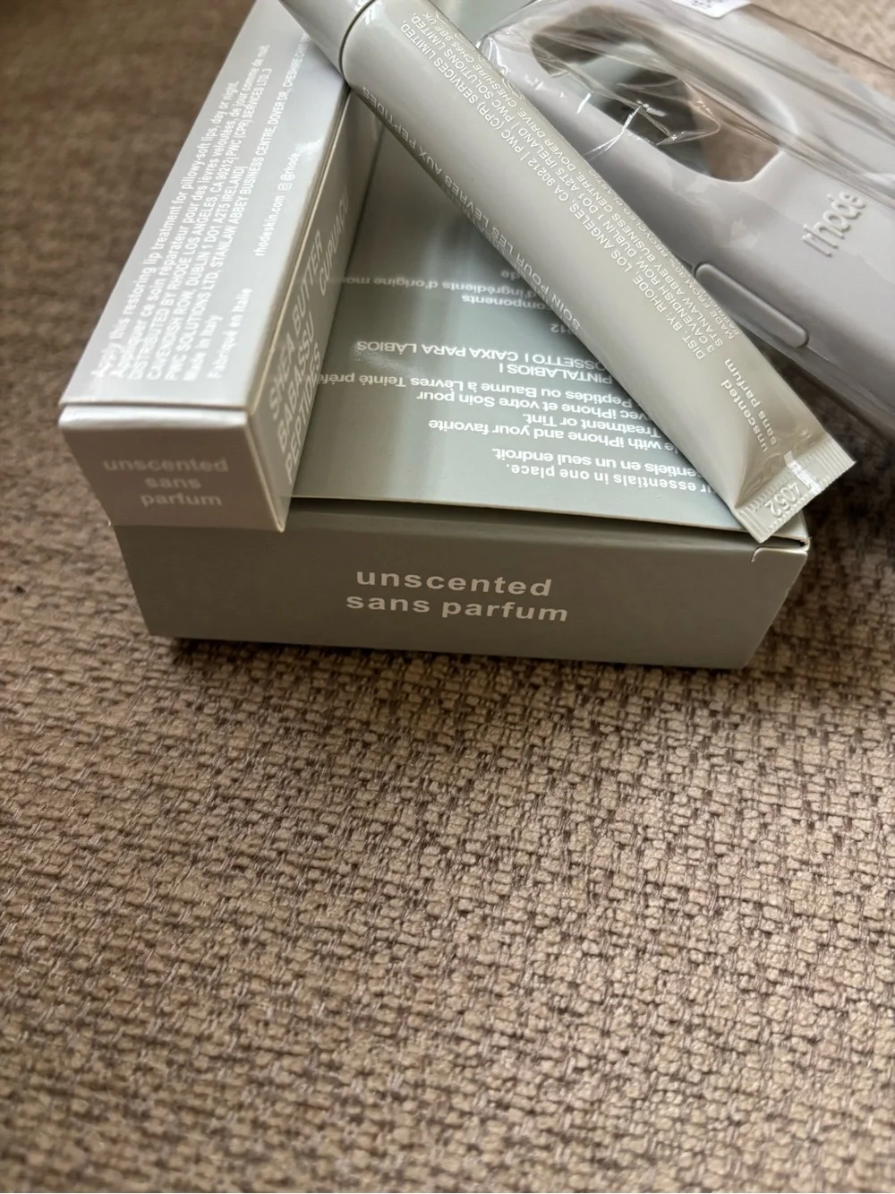 Rhode Lip Case iPhone 15 Pro Max Grey+Peptide Lip Balm Unscented NEW