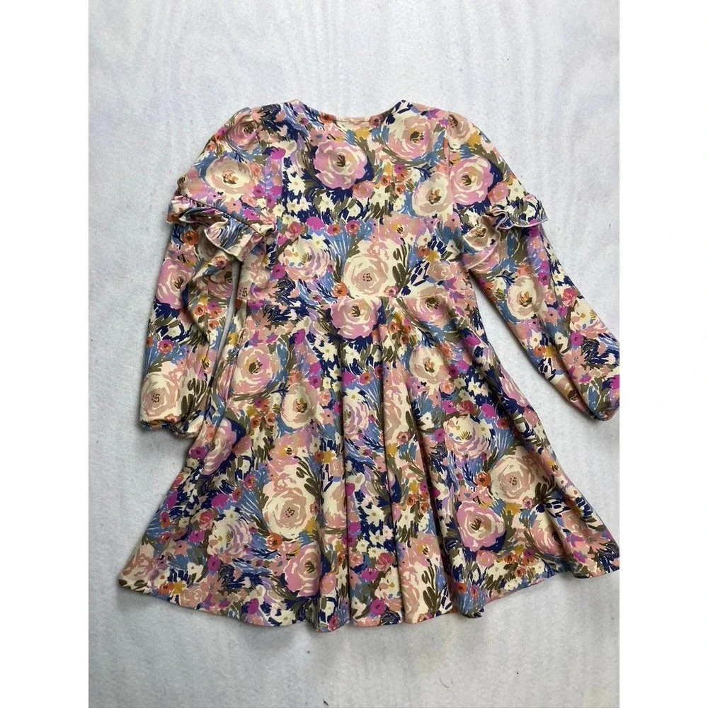 Finding Foxtale Dress Kids‎ 12 Multicolor Excellent Floral Ruffle Sleeve F24D197
