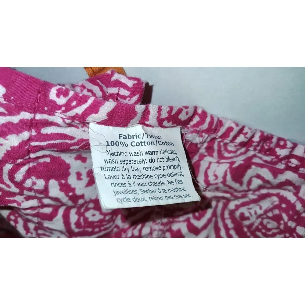 Simply Envogue Women Pink Paisley Cotton Ruffle Rhinestone Sun Dress No Size Tag