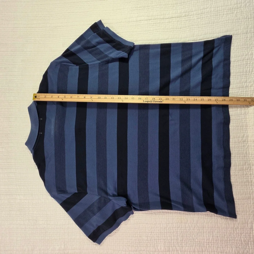 Banana Republic Luxury-Touch Performance Polo Shirt Blue Striped Mens XXL NWT