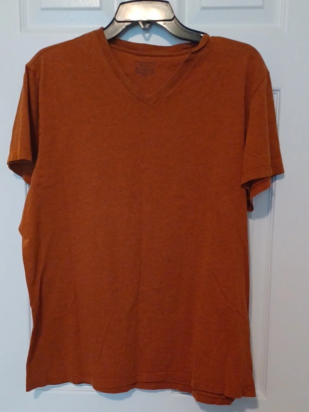 > Banana Republic Men's V-Neck Short Sleeve Tee - Rust Orange And Khaki Polo XL