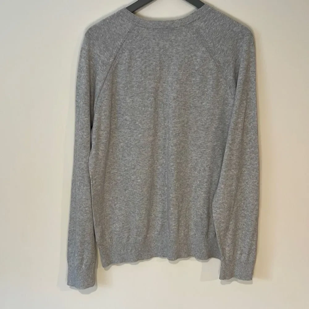 Banana Republic Men's V-Neck Sweater Pullover Rib‎ Knit Cotton Size Large Gray