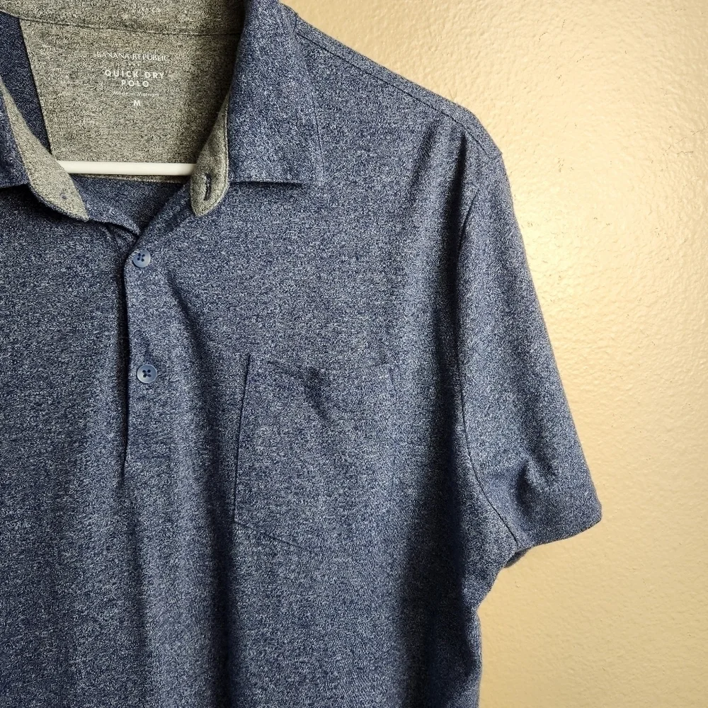 Banana Republic Mens |M| Navy/Gray Heather Quick Dry Performance Polo