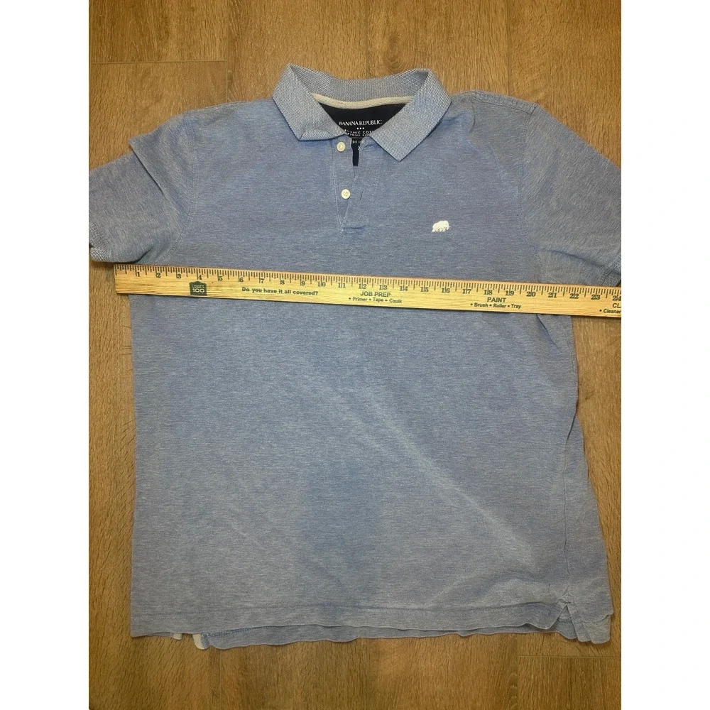 Banana Republic Mens Organic Cotton Pique Polo Shirt Elephant Logo Blue XL