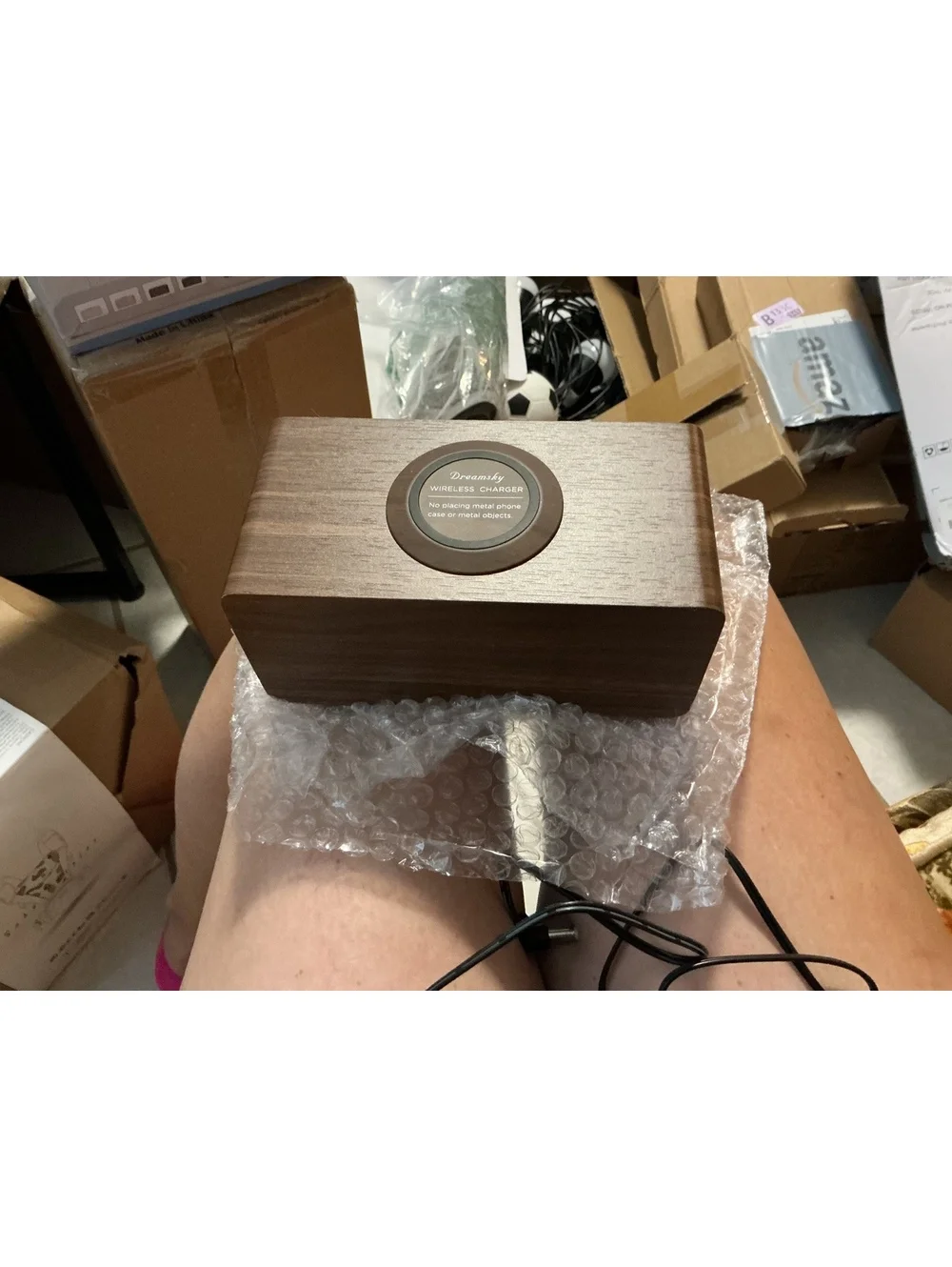 DreamSky Wooden Alarm Clock with Wireless Charging and USB Port