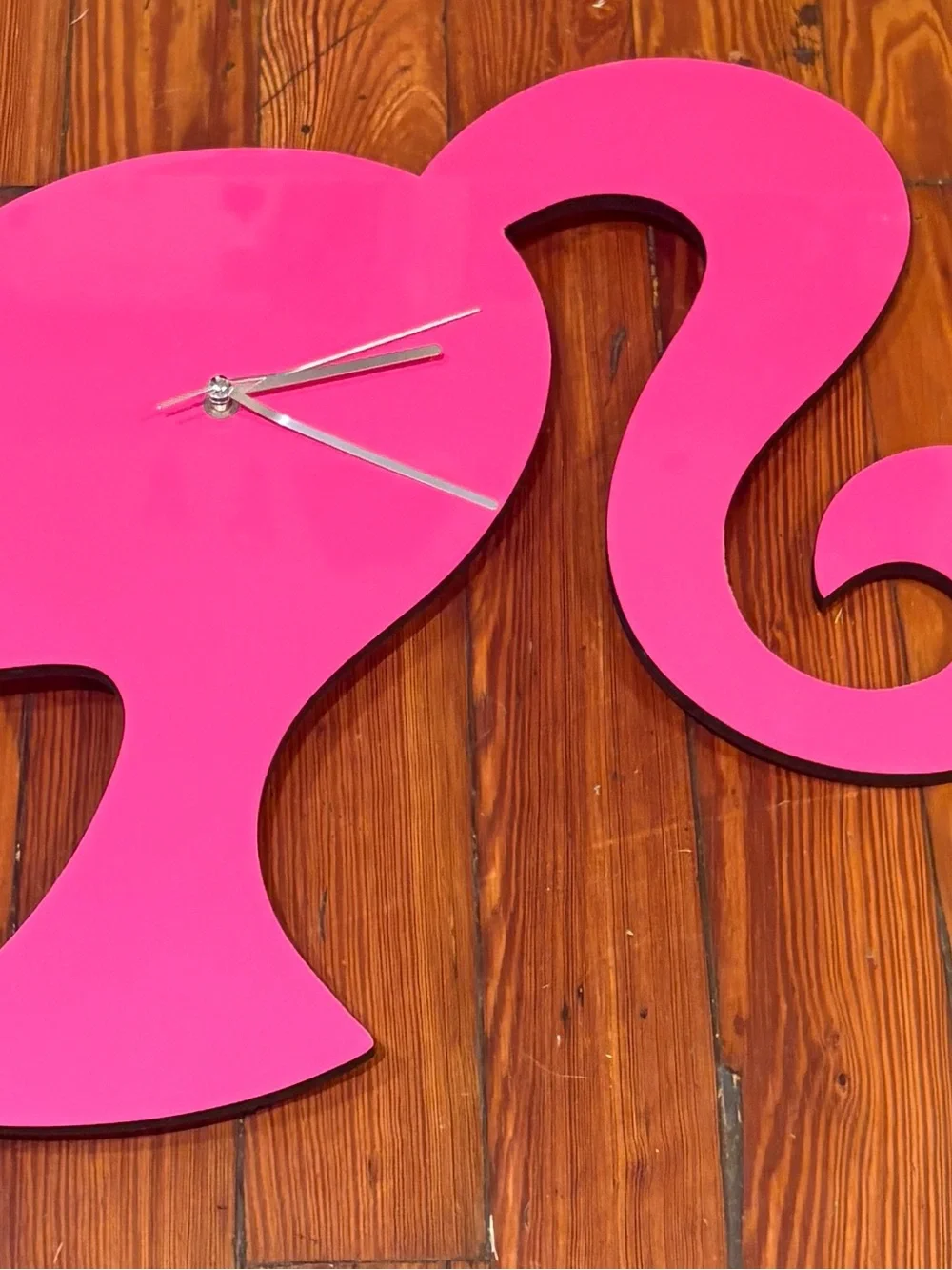Barbie Pink Silhouette Hanging Wall Clock