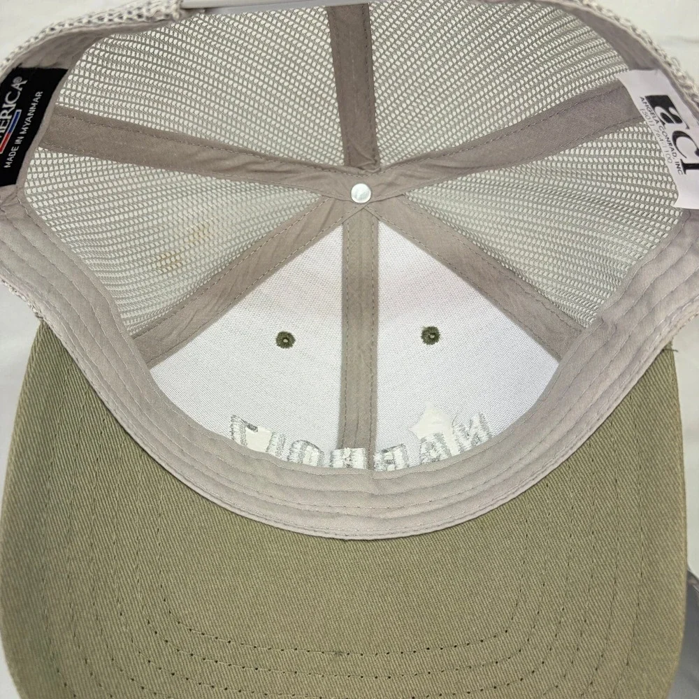 Cap America Trucker Hat Nabholz Mens OSFA Olive Green Mesh Snapback Cap