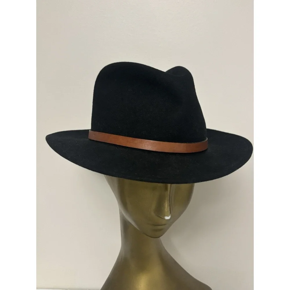 Vintage Eddie Bauer Hat Mens Large Black Wool Blend Fedora Hiking Camping USA