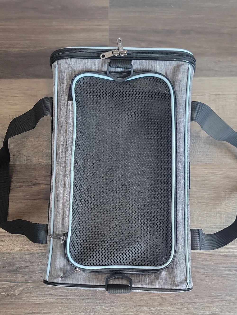 Vceoa Cat Carrier Gray & Black Soft Mesh Travel Tote 17