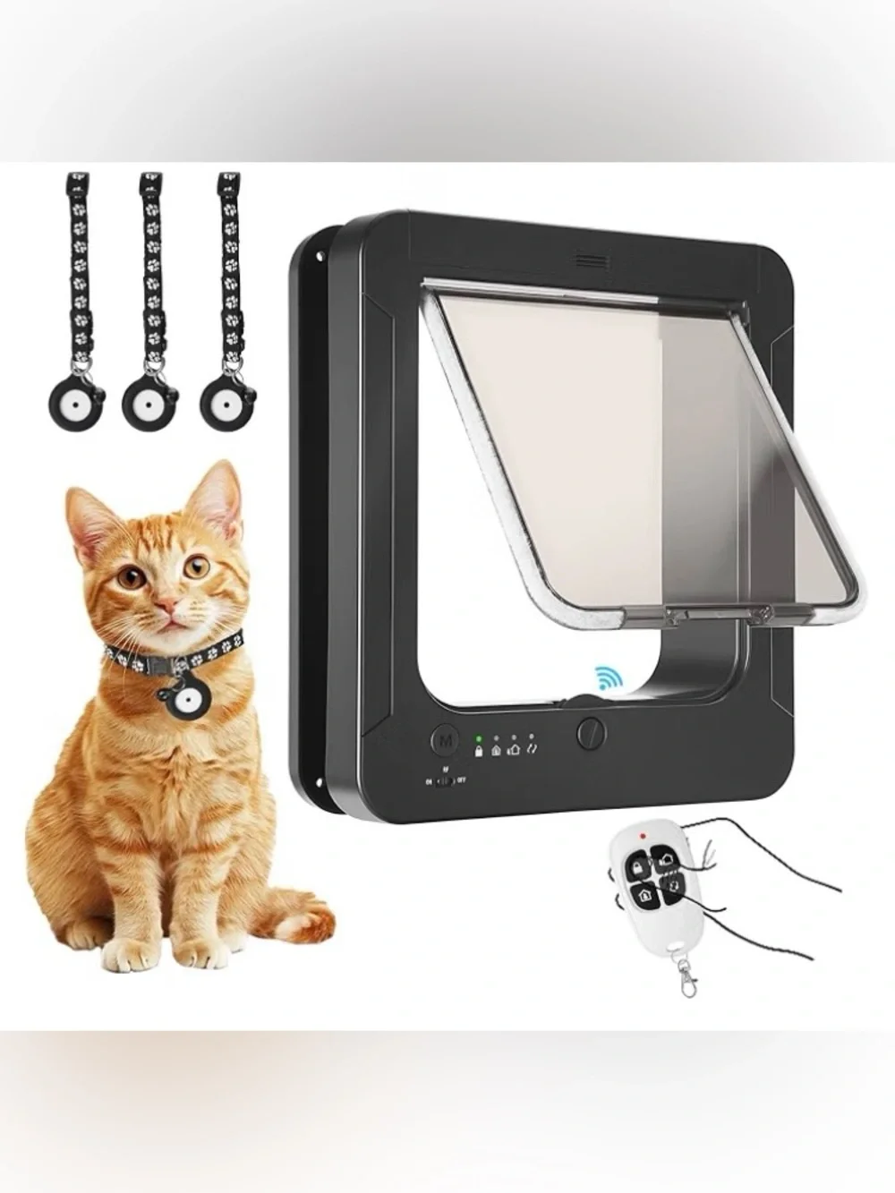 Smart Cat Door for Interior & Exterior, Black, New