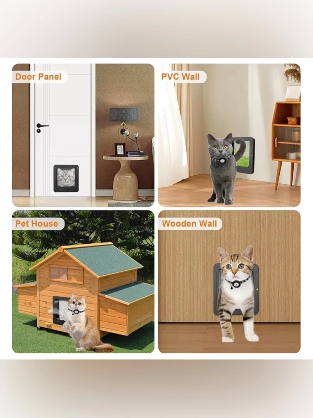 Smart Cat Door for Interior & Exterior, Black, New