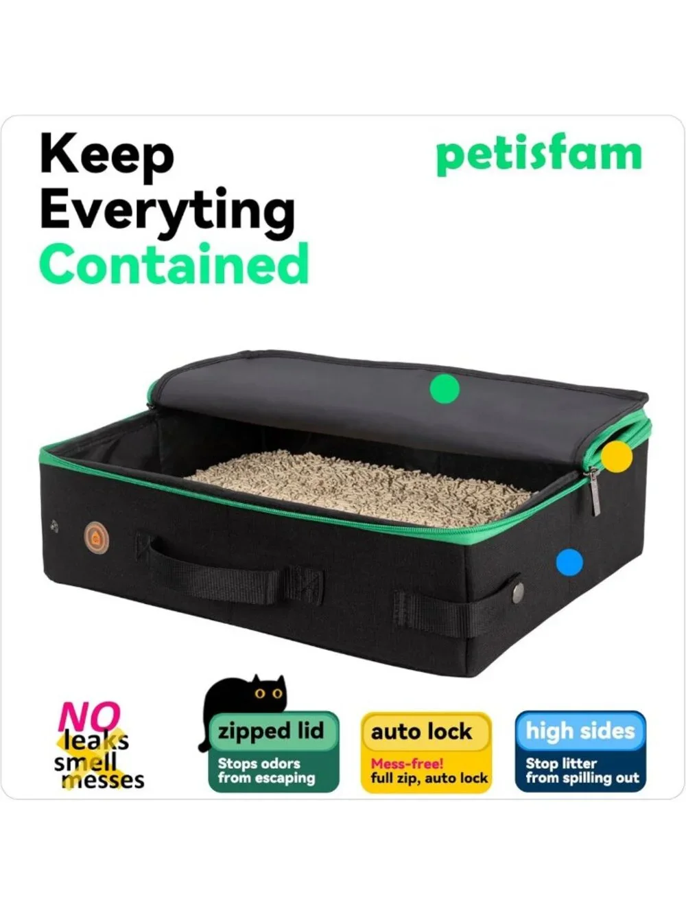 Portable Cat Travel Litter Box with Lid - Easy Carry, Clean & Store for Trips