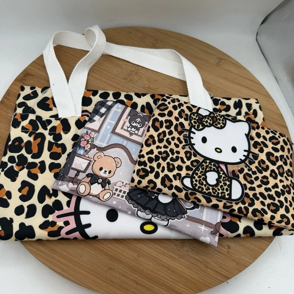 Hello Kitty Animal Print Tote Bag  &‎ Kuromi Pouch /hello Kitty Leopard Cheetah