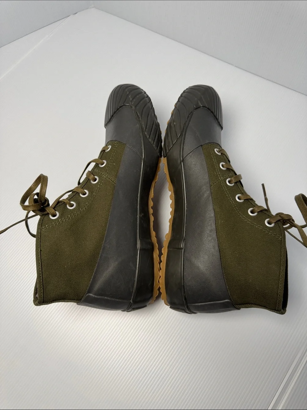 MOONSTAR Fine Vulcanized Alweather High-Top Canvas Rubber Sneaker Boots Green 41