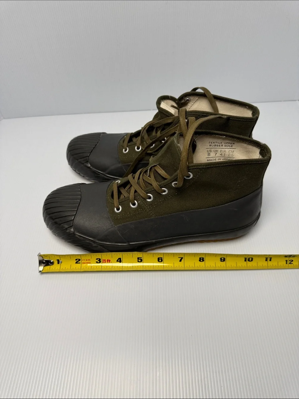 MOONSTAR Fine Vulcanized Alweather High-Top Canvas Rubber Sneaker Boots Green 41