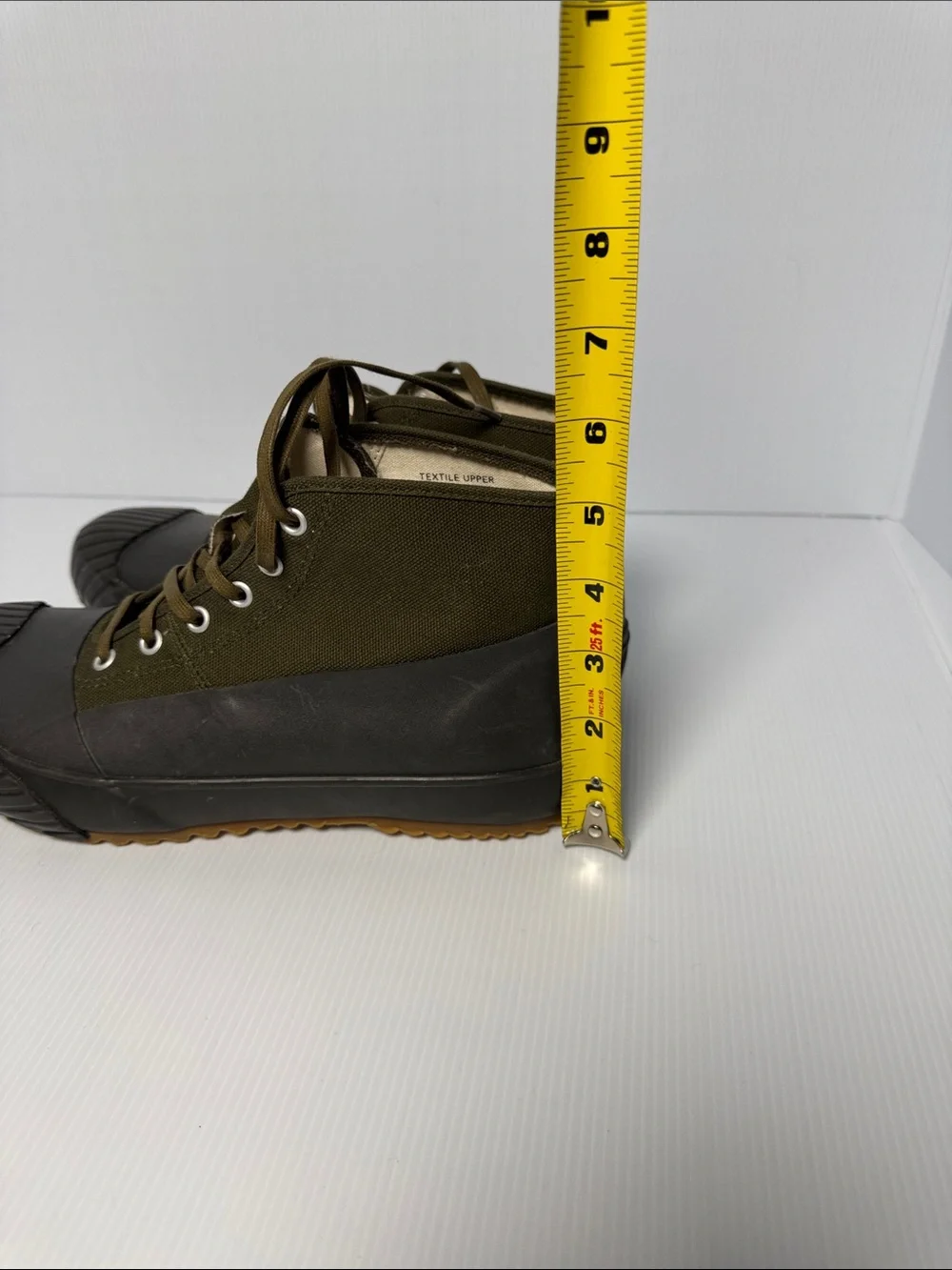 MOONSTAR Fine Vulcanized Alweather High-Top Canvas Rubber Sneaker Boots Green 41
