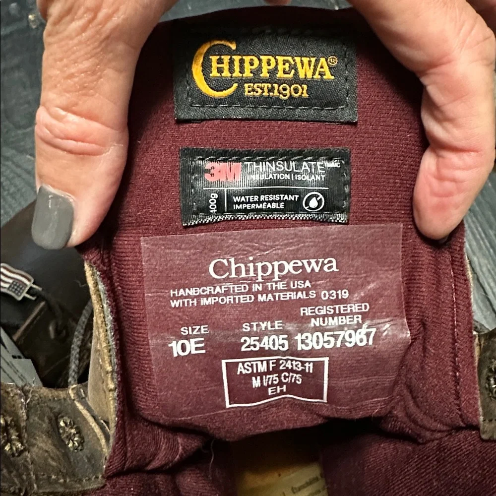 Chippewa Brown Leather Men's Work Boots