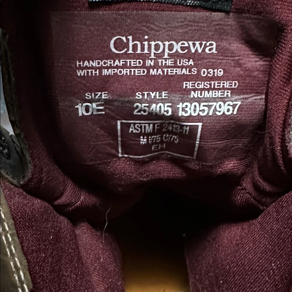 Chippewa Brown Leather Men's Work Boots