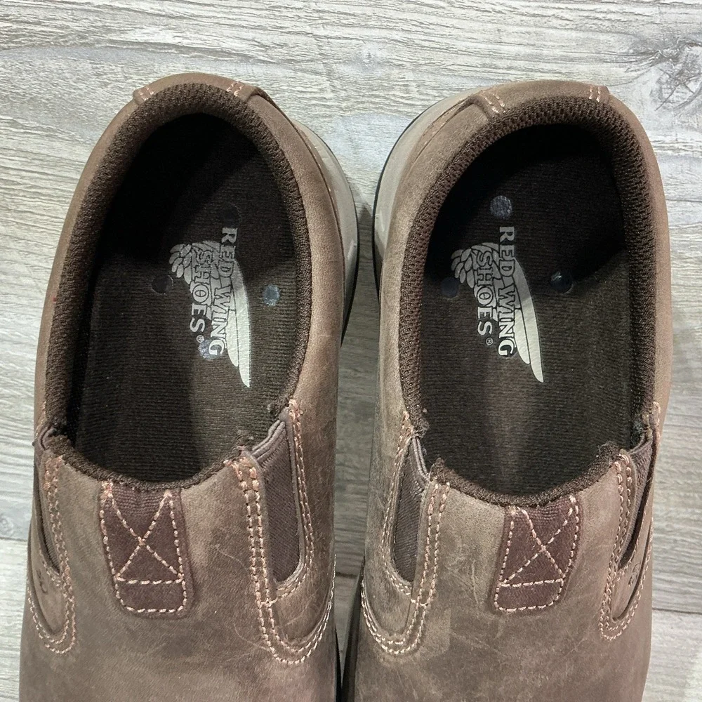 Red Wing Shoes Slip On Safety Toe Work Womens 7 D Brown Leather Non Slip Comp