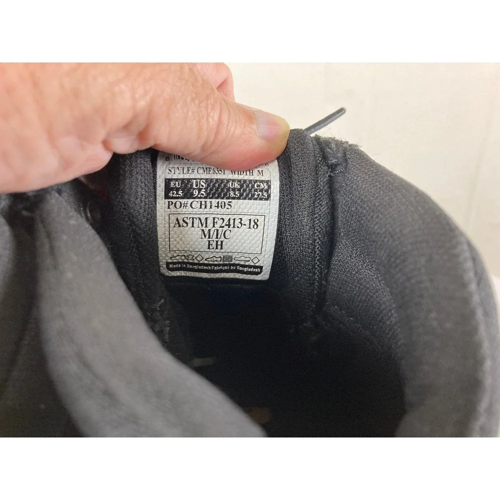 Carhartt Ground Force Work Boots Men 9.5 Black Composite Safety Toe Gorpcore