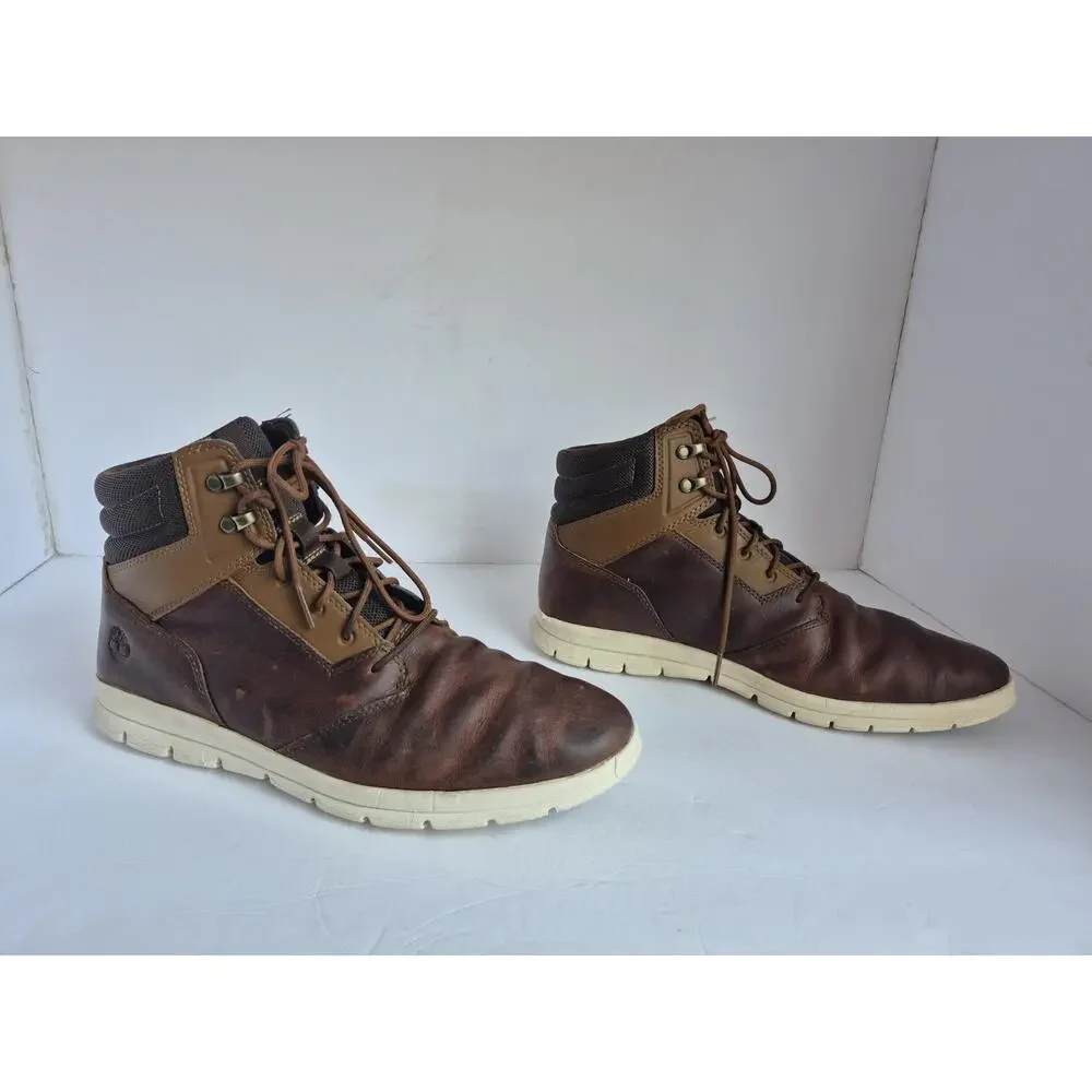 Timberland Graydon Boots Men's 11.5 Brown Leather Lace Up Combat Sneaker Comfort