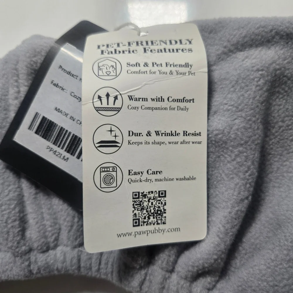 Pawpubby Snuggle Cat Sling Carrier Gray Fleece Hands Free Pouch Large PP42LM