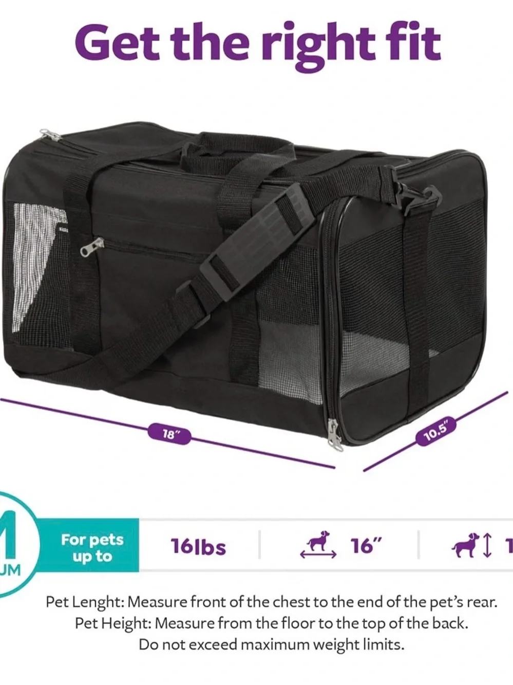 Medium Black Pet Carrier for Cats & Dogs - Brand: brand new