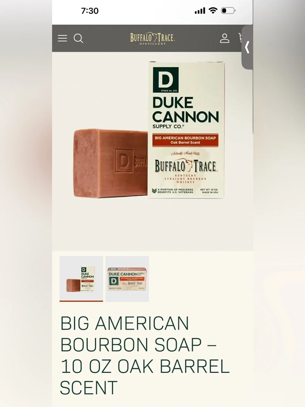 Duke Cannon Big American Bourbon Soap - Oak Barrel Scent