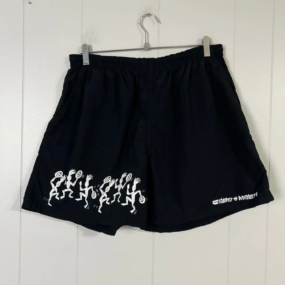 Vintage Balle de Match Mens XL Black Tennis Shorts Have A Yippee Day Made USA