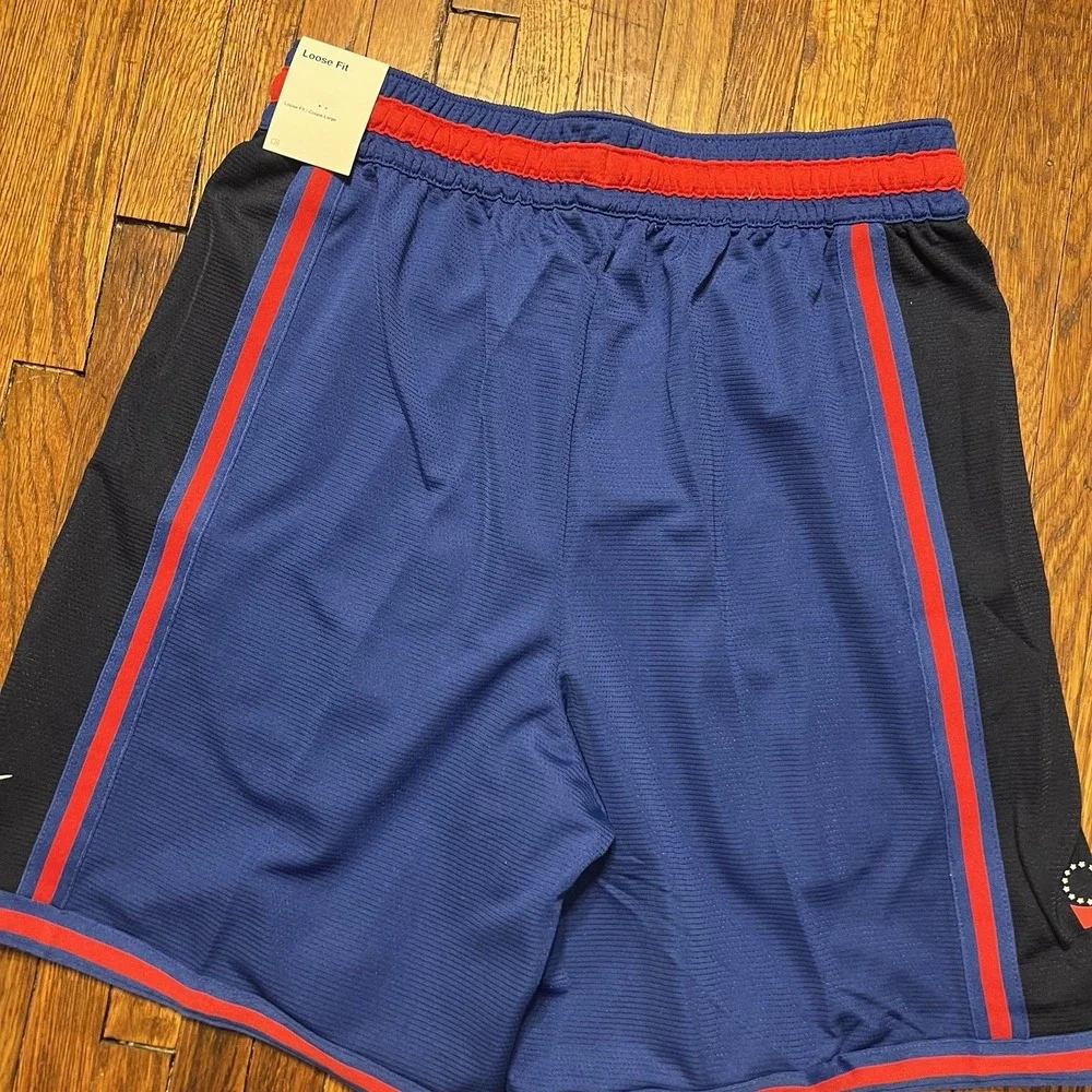 Nike NBA Authentic's Philadelphia 76ers Pre Game Shorts Mens Med Blue DN8289-495