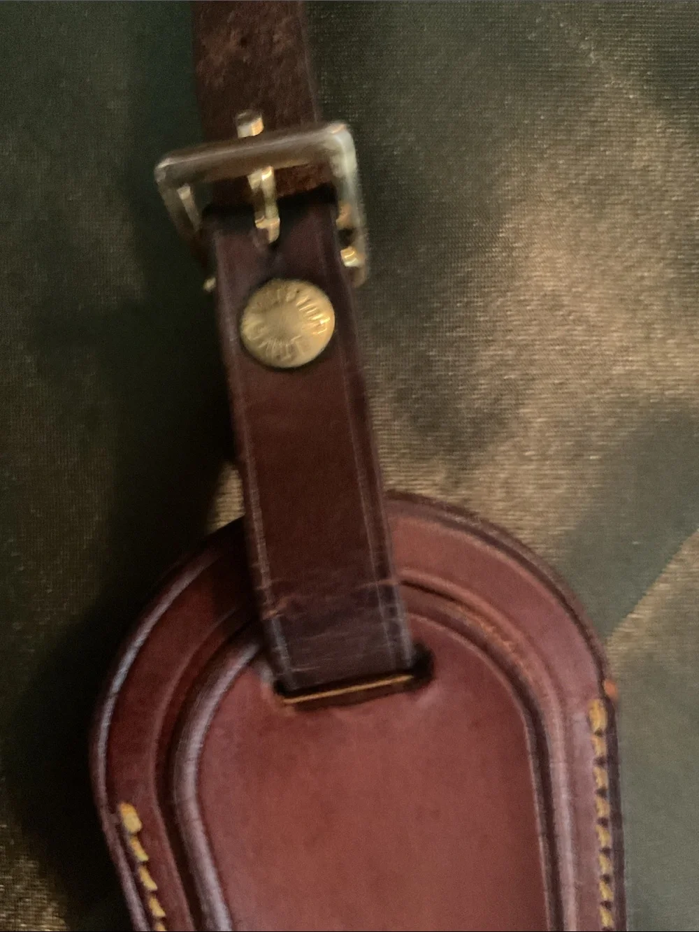 Louis Vuitton Brown Leather Luggage Tag with Gold Buckle
